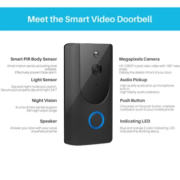 Tuya de Vídeo de 1080P Campainha Smart wi-Fi Intercomunicador de Vídeo SmartLife APP de Controle Remoto sem Fio Campainha Câmera da Segurança Home do Monitor
