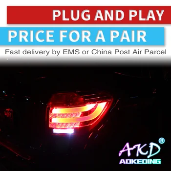 AKD tuning carros luzes da Cauda Para a Toyota Highlander 2012-lanterna traseira de LED com luz de freio lâmpada