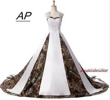 ANGELSBRIDEP Exclusivo Camo Vestidos de Noiva 2021 Foto Real Volta Cruz E Lace-up de Vestidos De Noiva Formal Vestido de Noiva Venda Quente