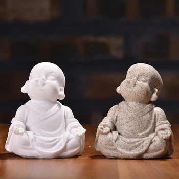 Mini Monge Artesanato, Decoração Do Buda Estatuetas Em Miniatura De Carro De Boneca Ornamentos De Arenito Pouco Maitreya Ambiente De Trabalho E Do Mobiliário De Presente