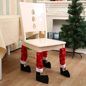 4Pcs/Set Elástico Elfos Cadeira de Mesa de Pernas Pés de Meia Manga Tampa Chão Protetor de Diy de Natal Festa de Casa, Decoração de Presente de Palmilha