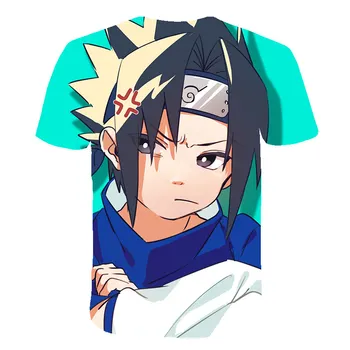 Verão Nova Moda Casual T-shirt Miúdos a Caricatura 3D Anime, Sasuke Quente-Vendendo a camisa de t O-Pescoço Meninos e Meninas, Crianças de Manga Curta Tops