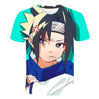 Verão Nova Moda Casual T-shirt Miúdos a Caricatura 3D Anime, Sasuke Quente-Vendendo a camisa de t O-Pescoço Meninos e Meninas, Crianças de Manga Curta Tops