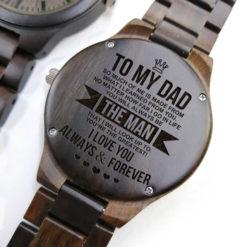 Para o Meu Pai - Relógios Cronógrafo Militar de Quartzo Gravado de Madeira do Relógio Homens Relógios para o Dia do Pai o Dom do Relógio de Pulso de Moda