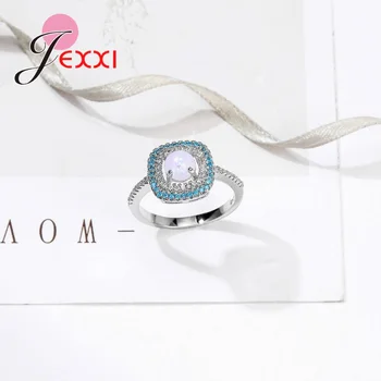 Preciosa Opala Anéis De Pedra Para As Mulheres 925 Silver Moda Jóias De Casamento Kunckle Anel Envio Rápido