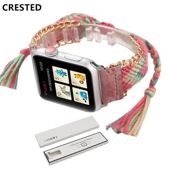 Tecido cinta de Corda Para a apple faixa de relógio de 44mm 42mm 38mm 40mm bracelete pulseira para o iwatch da apple assistir série 5 4 3 SE 6