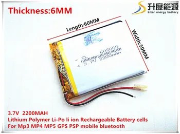 Tamanho 605060 3,7 V 2200mah Bateria de polímero de Lítio Com Placa de Protecção Para MP5 GPS PC da Tabuleta de Produtos Digitais Frete Grátis