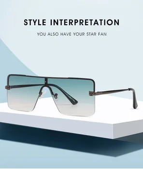 Novo na moda sem aro dos óculos de sol das senhoras de uma peça de moda de moldura quadrada de luxo, a marca de óculos de sol UV400 Oculos De Sol