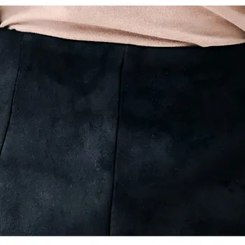 Nova Moda De Camurça Saias Das Mulheres 2018 Verão, Saias De Cintura Alta, Uma Palavra Saia Oblíqua Zíper Mini-Saia Elegante Jupe Feminino Faldas
