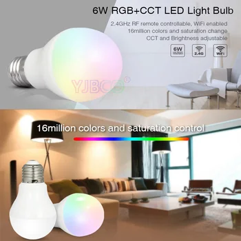 FUT014 AC85V-265V E27 Miboxer 6W RGB+CCT led bulbo lâmpada inteligente de aplicativos para celulares WIFI diodo emissor de luz branco quente Emissor de Lampada Luz