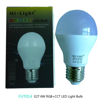 FUT014 AC85V-265V E27 Miboxer 6W RGB+CCT led bulbo lâmpada inteligente de aplicativos para celulares WIFI diodo emissor de luz branco quente Emissor de Lampada Luz