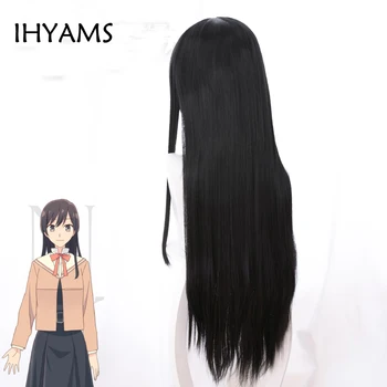 Bloom Em Você Yagate Kimi ni Kikuko Nanami Touko peruca longa de cabelo preto, liso e peruca de Cosplay + Tampa de Peruca