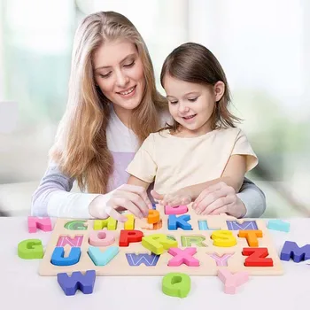 ABC Puzzle Digital Brinquedos de Madeira Aprendizagem Precoce de Quebra-Letra do Alfabeto Número de Quebra-cabeça de Educação Pré-escolar Bebê, Brinquedos para Crianças