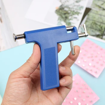 Profissional De Aço Inoxidável Azul Orelha Piercing De Segurança Da Pistola Brinco Kit Jóias Ferramentas De Perfuração Do Corpo De Arma De Ferramentas