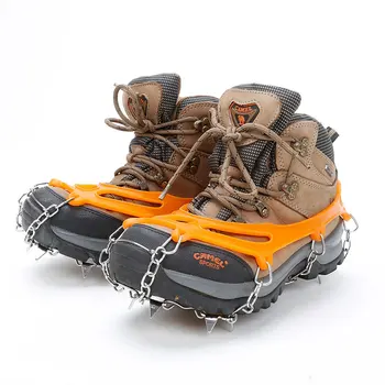 2019 NOVO ao ar livre do Skiing do Não-deslizamento Grampos de Gelo Garra Chuteiras de sapatos Anti-Derrapantes Picos para o Inverno de Caça de Escalada, Caminhadas Aperto de Aço