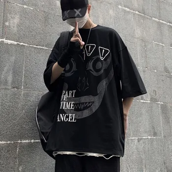 Homens Mulheres Gótico Streetwear Estilo coreano T-shirt para o Hip Hop Tshirt Ulzzang Harajuku Roupas de Verão Goth Crânio Horror