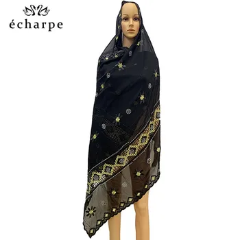 FRETE GRÁTIS Nova Mulher Africana Lenço de Seda Bordados de Mulheres Muçulmanas Hijab Econômico Lenço de Chiffon de Emenda do Projeto de EC523