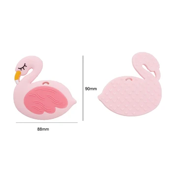 Chenkai 10PCS de Silicone Flamingo Teether Bebê Animal de Aves Teether Para DIY Bebê de Enfermagem de Mascar Teether Cadeia Colar Pingente Brinquedo