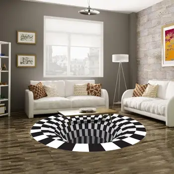 3D Redemoinho Visão Anti-derrapante Tapete Circular Tapete Adequado Para Sala de estar, Sala de Jantar Quarto Cozinha