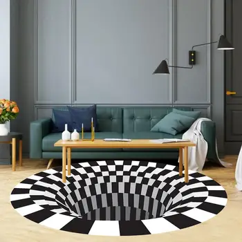 3D Redemoinho Visão Anti-derrapante Tapete Circular Tapete Adequado Para Sala de estar, Sala de Jantar Quarto Cozinha