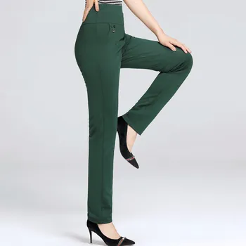 Mulheres de Calças de 2020 Primavera, Outono tamanho plus Reta Calças Slim Casual Feminino Esticar Calças pretas moda Jeans office Calças