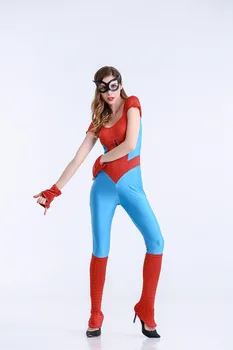 Adultos Aranha Menina Bodysuit das Mulheres em Traje de Super-Herói Trajes de Halloween de manga comprida Macacão Aranha Capitão América Fantasias