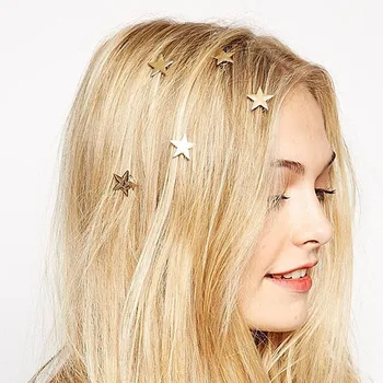 Europeu de Jóias e acessórios para o Cabelo Novo de Moda feminina Presilhas Brincalhão Estrelas de ouro Grampos de Cabelo