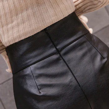 O coreano PU de Couro Falso Shorts Mulheres de Outono Inverno Cintura Alta Largura de Perna Curta senhoras de Tamanho Mais Sexy Preto com cinto de Curto Femme