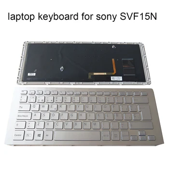 Luz de fundo do teclado Substituição de teclados SVF15N para Sony Vaio SVF 15N svf15n1f4rs RU russo em prata, com moldura de novo 149265351RU