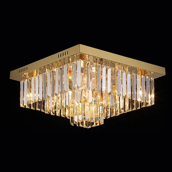 Ouro modernas lustre de cristal no teto quarto, sala de estar ouro cristal da lâmpada de decoração de casa de praça conduziu dispositivos elétricos claros