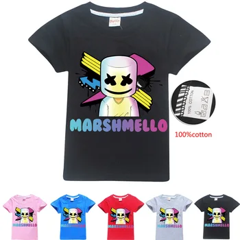 Meninos de bebê de algodão Marshmelloing T-Shirt DJ de Música de crianças T-shirt de meninos e meninas de verão de manga curta verão gráfico t-shirts
