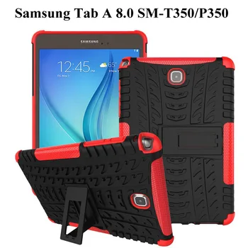 Silicone TPU+PC Suporte de Dupla Armadura de Volta Case Para Samsung Galaxy Tab 8,0 SM T350 T355 P350 P355 de 8 polegadas do Tablet Capa+película+caneta