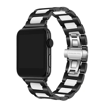 Cerâmica+pulseira de Aço Inoxidável para a Apple Assistir 38mm 40mm 42mm 44mm Correia de Pulso Pulseira Ligação correa iwatch Série 6 se 5 4 3 2 44