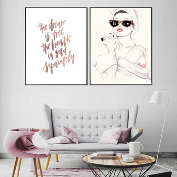 Audrey Hepburn Tela Pintura A Ouro Rose Citação Cartaz Nórdicos Decoracao Para Casa Quadro De Parede, Fotos De Sala De Estar Não Emoldurados