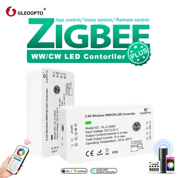 Gledopto Inteligente Zigbee LED WW/CW Tira Controlador de temperatura de Cor de 2700~6500K Brilho ajustável Trabalhar com Zigbee concentrador Remoto