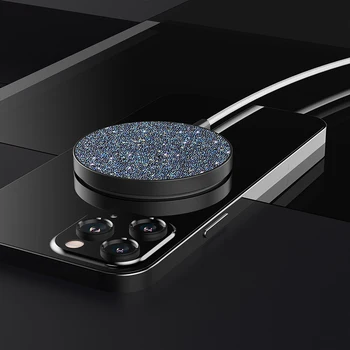 Carregador Para o iPhone 12 Pro Max Mini Magnética Magsafe de Carregamento sem Fios Bling Glitter Capa Para iPhone do Carregador de Proteção