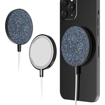 Carregador Para o iPhone 12 Pro Max Mini Magnética Magsafe de Carregamento sem Fios Bling Glitter Capa Para iPhone do Carregador de Proteção