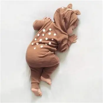 Recém-nascido de Romper do Bebê Menino Menina Bonito Veado com Capuz Macacão de Roupas de Manga comprida Macacão de Bebê Grossa Quente de Inverno de Roupas 9-24M