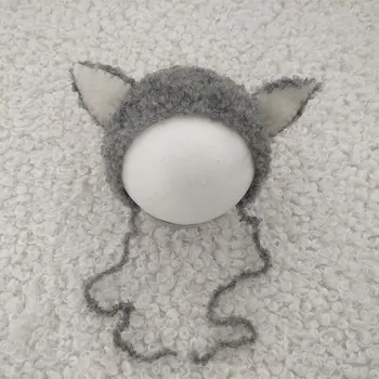 Fotografia de recém-nascido adereços,feitos à mão felpuda raposa chapéu para o bebê fotografia adereços