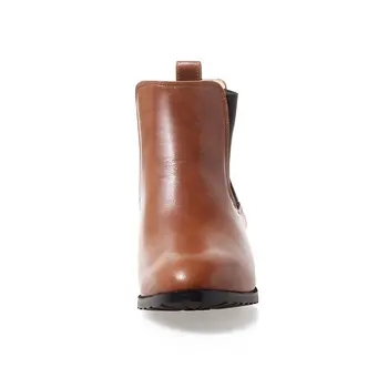 As Mulheres britânicas Chelsea Boots 4cm Meio Quarteirão de Calcanhar Preto Marrom Inverno Vintage Casual Senhora do Escritório Slip-on Curto, Ankle Boots