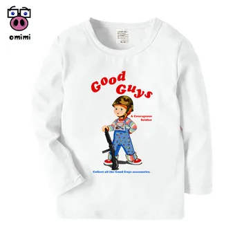 Infantil de Manga Longa Caras Bons de Chucky Cartoon Impresso T-Shirt de Meninos Meninas rapazes raparigas Outono, o Inverno Casual Tops Crianças Bonito T-Shirt