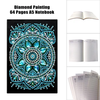 DIY Especial em Forma de Diamante Pintura Caderno Diário, Livro De 64 Páginas A5 Notebook Bordado de Diamantes de Ponto Cruz da Mandala Presente