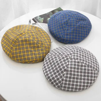 Quatro estações universal chapéu da moda retro Britânica de Xadrez boinas de verão ao ar livre Brincalhão pintor chapéu