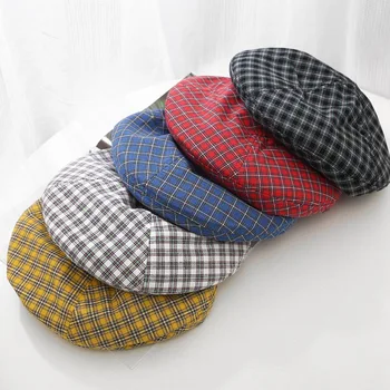 Quatro estações universal chapéu da moda retro Britânica de Xadrez boinas de verão ao ar livre Brincalhão pintor chapéu