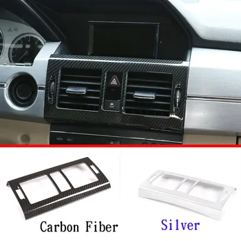 ABS Cromado de Fibra de Carbono Para a Mercedes benz Classe GLK X204 2008-2012 Carro do Centro de Ventilação de Ar Condicionado Moldura Guarnição Acessórios