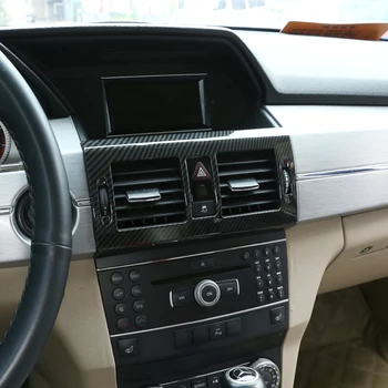 ABS Cromado de Fibra de Carbono Para a Mercedes benz Classe GLK X204 2008-2012 Carro do Centro de Ventilação de Ar Condicionado Moldura Guarnição Acessórios