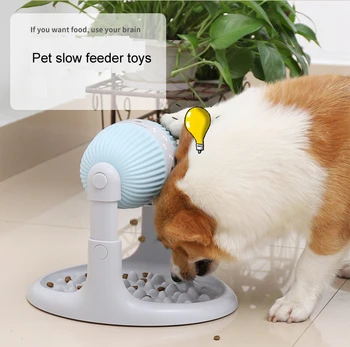 A Comida Dispensa Interativa Do Gato De Brinquedo Com Altura Regulável Pet Automática Lento Alimentador De Cão Tigela