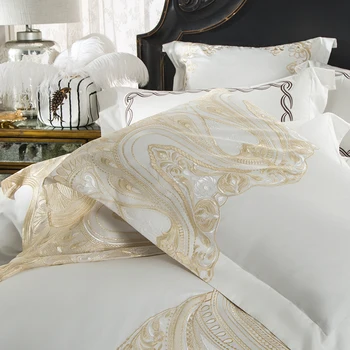 Branco, cor-de-Rosa Luxo de Casamento do Laço Conjunto de roupa de Cama Queen King size conjunto de Capa de Edredão de Cama de folha conjunto de roupa de cama linge de aceso juego de cama