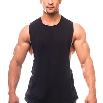 Marca Acabou de Ginástica Roupas de Fitness Mens Lados Corte T-shirts Caiu Cavas de Musculação Tops Treino Colete sem Mangas