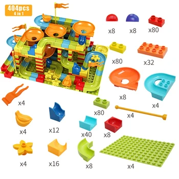 101-404PCS Mármore Corrida Executar Labirinto Pista de Bola Blocos de Construção ABS Funil de apresentação de Reunir Tijolos Compatível Blocos de Brinquedos para Crianças
